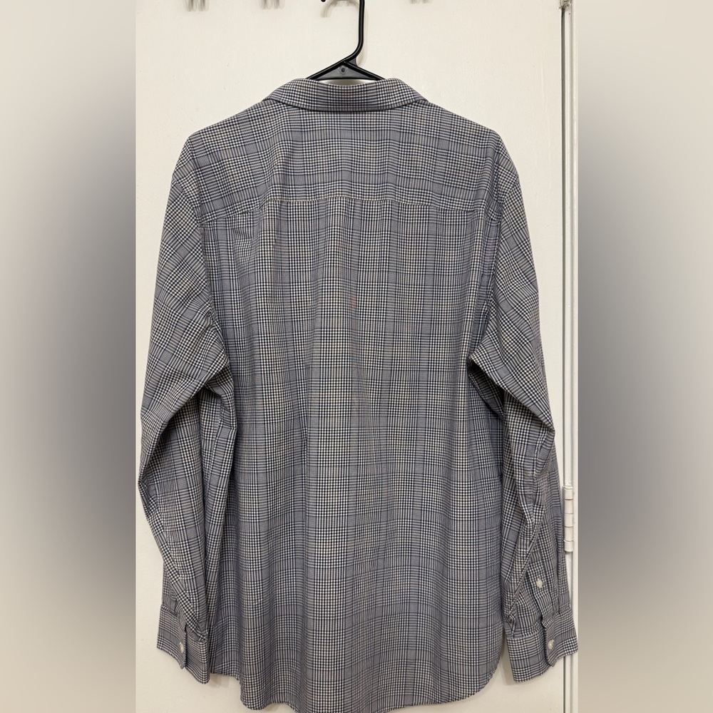 Michael Kors Men XL Blue Check Button Down Shirt Long Sleeve Cotton - Picture 2 of 6